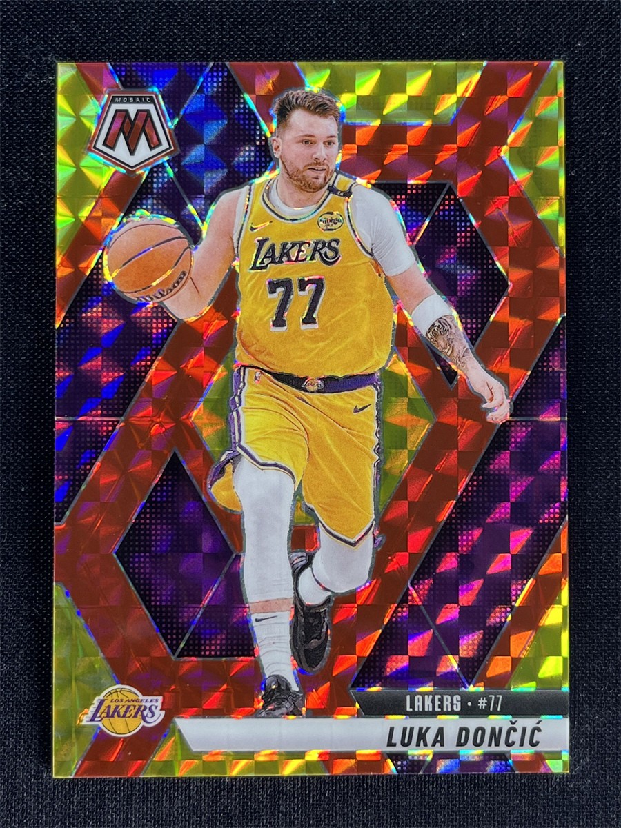 2024-25 Panini Mosaic Luka Doncic #100 Fusion Red Yellow Choice Prizm Lakers /75
