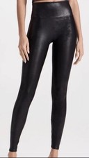NWT SPANX 2437 High Waist Faux Leather Leggings in Black Glossy Medium M New