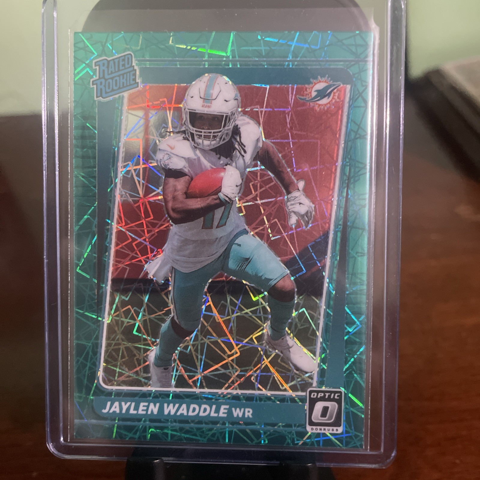 Jaylen Waddle 2021 Donruss Optic Rated Rookie Green Velocity Laser SP #208