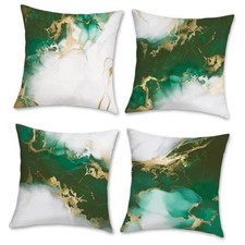 Marble Throw Pillow Covers 18 x 18 Inch 18" x 18" Pack of 4 Emerald Green