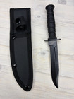 Survivor Mini Bowie Fixed Blade Knife Black Plain Edge Rubber Handle + Sheath — photo 7