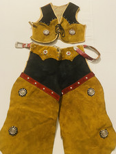 Vintage Cowboy Outfit Texas Ranger Ranch Vest Chaps Leather Western Child