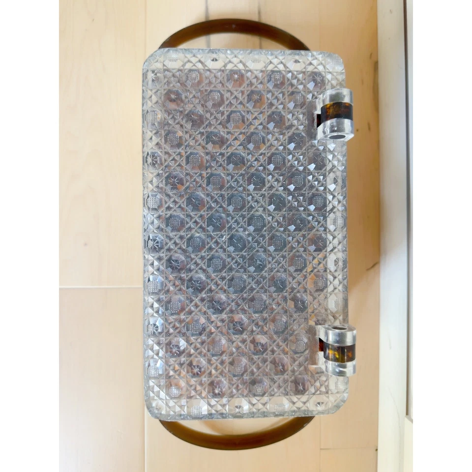 Vintage Merle Norman Crystal-and-Tortoise-Look Evening Purse Case/ Top handle  - Image 3 of 4