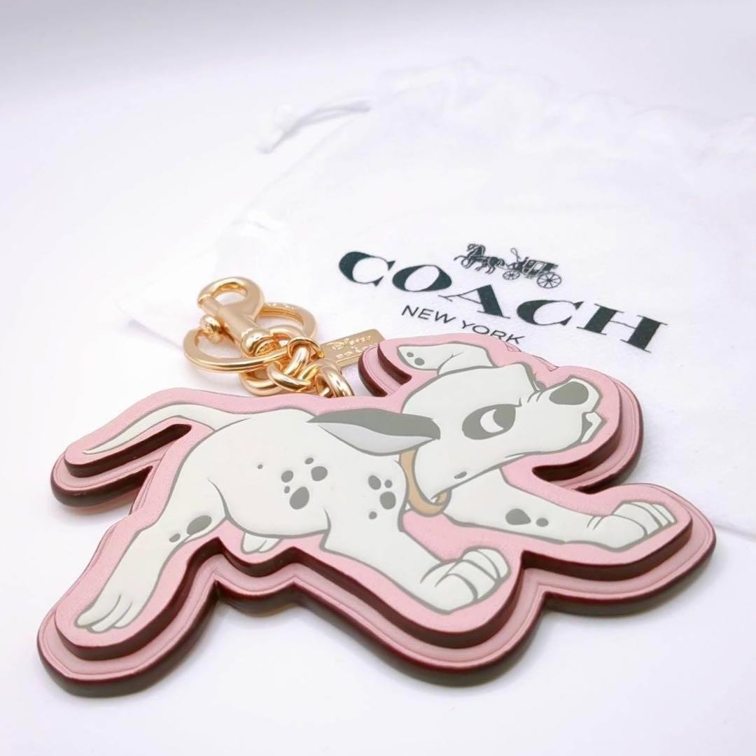 Unused COACH x Disney 101 Dalmatians Keychain Pink with Dust Bag