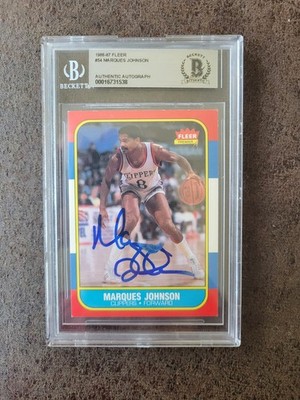 1986-87 Fleer Marques Johnson #54 - Beckett Autograph - Los Angeles Clippers