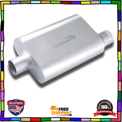Universal Dual Chamber Muffler 2.5'' Offset Inlet 2.5'' Center Outlet Performance