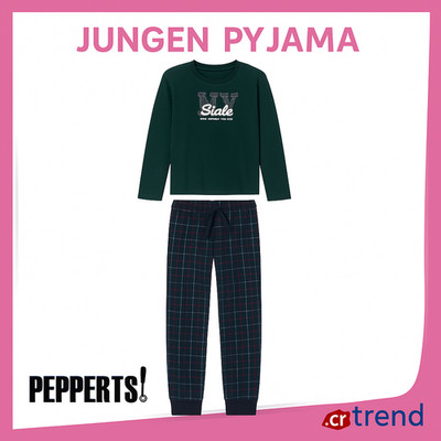 PEPPERTS Jungen Pyjama 100% Baumwolle Flanellhose, Größe 158-162