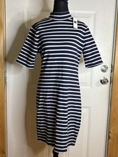 GAP Navy Striped Midi Mock Neck Dress NWT size M