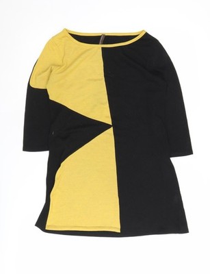 Rosa Buntstift Damen Schwarz Tunika Pullover L Geometrisch