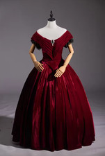Victorian Red Velvet Dress Victorian Gothic Civil War Southern Belle Ball Gowns