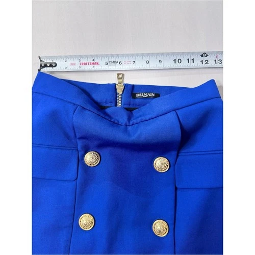 Balmain Electric Blue Double-Breasted Button Wool Mini Skirt 38 image 4
