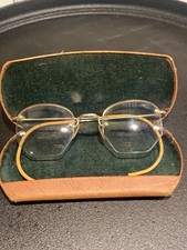 Antique 1/10 12K GF Gold Filled Rimless Eyeglasses w/ Case