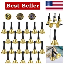 24-Piece Gold Hand Bells Set with Wooden Handles - Ideal for Music and Events