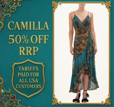 CAMILLA Tiger Pants Draped Front Wrap Dress Size S RRP $749