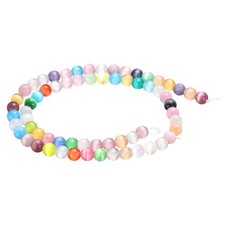 65pcs Mixing Colors Cat's Eye Stone Beads 6mm Round Crystal Loose Bead