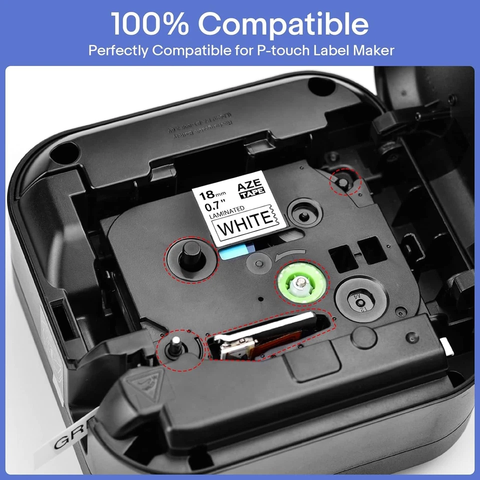 Cinta de etiqueta negra sobre blanca compatible con Brother P-Touch TZ241 TZe-241 3/4" 20PK Foto 4 de 4