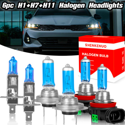 For BMW X5 2005-2013 6Pcs Halogen Headlight High/Low+Fog light white 4200K Bulbs