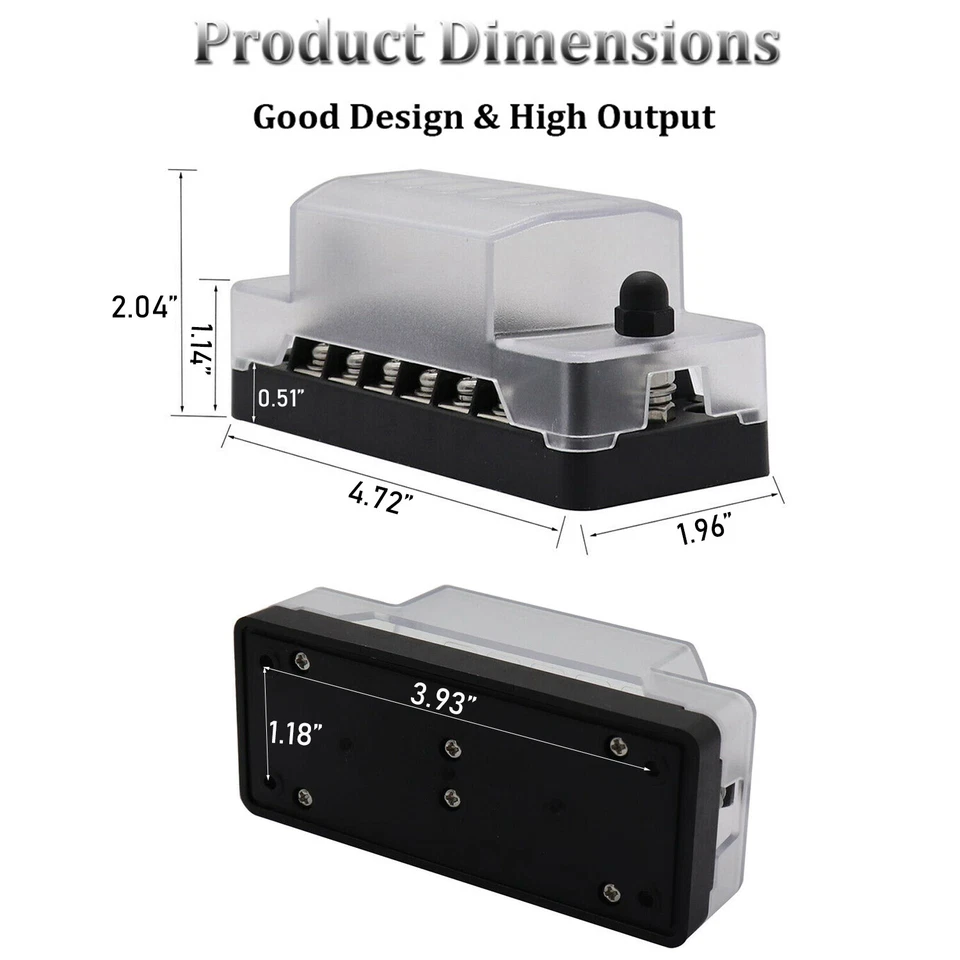 6-Way 12V 24V Fuse Box Block Waterproof Auto Boat Power Distribution Holder - Image 3 of 4