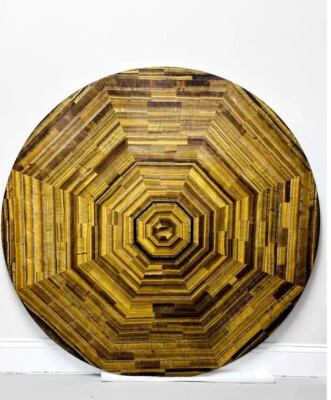 15'' Marble Coffee Table Top Semi Precious Yellow Tiger Eye Healing Gemstone Art