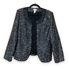 Chico's Gray Tweed Open Front Blazer Wool Blend Size Large Chico's 2