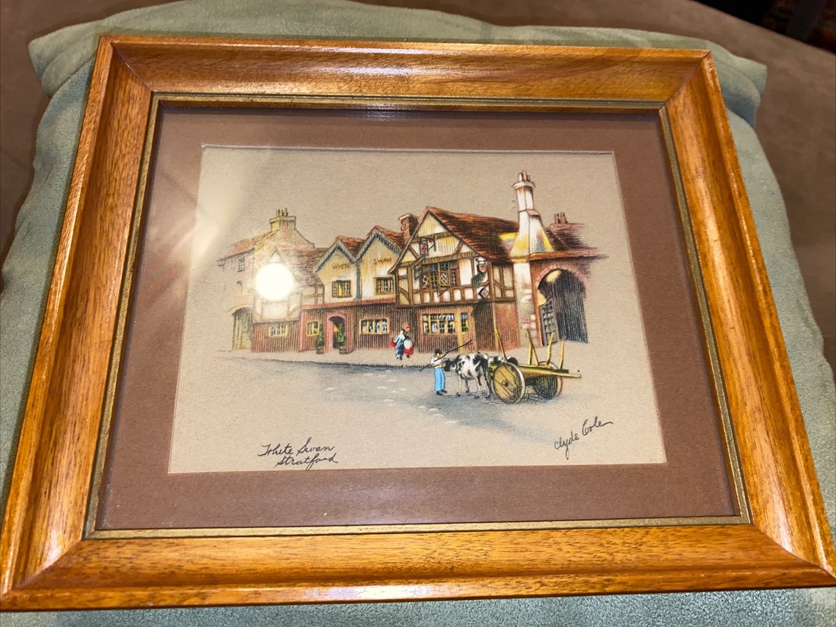 Clyde Cole Signed Lithograph Print White Swan Stratford Victorian