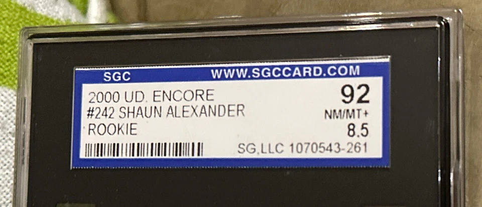 Vtg 2000 Upper Deck Encore #242 SHAUN ALEXANDER RC Seahawks Bama SGC 8.5 NM/Mt+ - Image 3 of 4