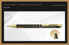 Pierre Cardin Pearl Black & Gold Ball Point Pen GT Blue Ink Metal New Gift Nib