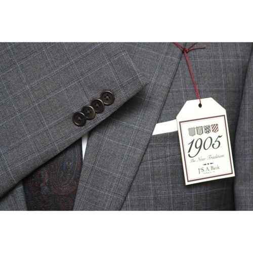 43L Jos A Bank Men's 2pc Suit Blazer Jacket Pants Sz 40L Grey Plaid D030128 - Picture 20 of 24