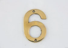 Number Six or Nine #6 #9 - 3 Inch Bright Solid Brass House Home Address Sign