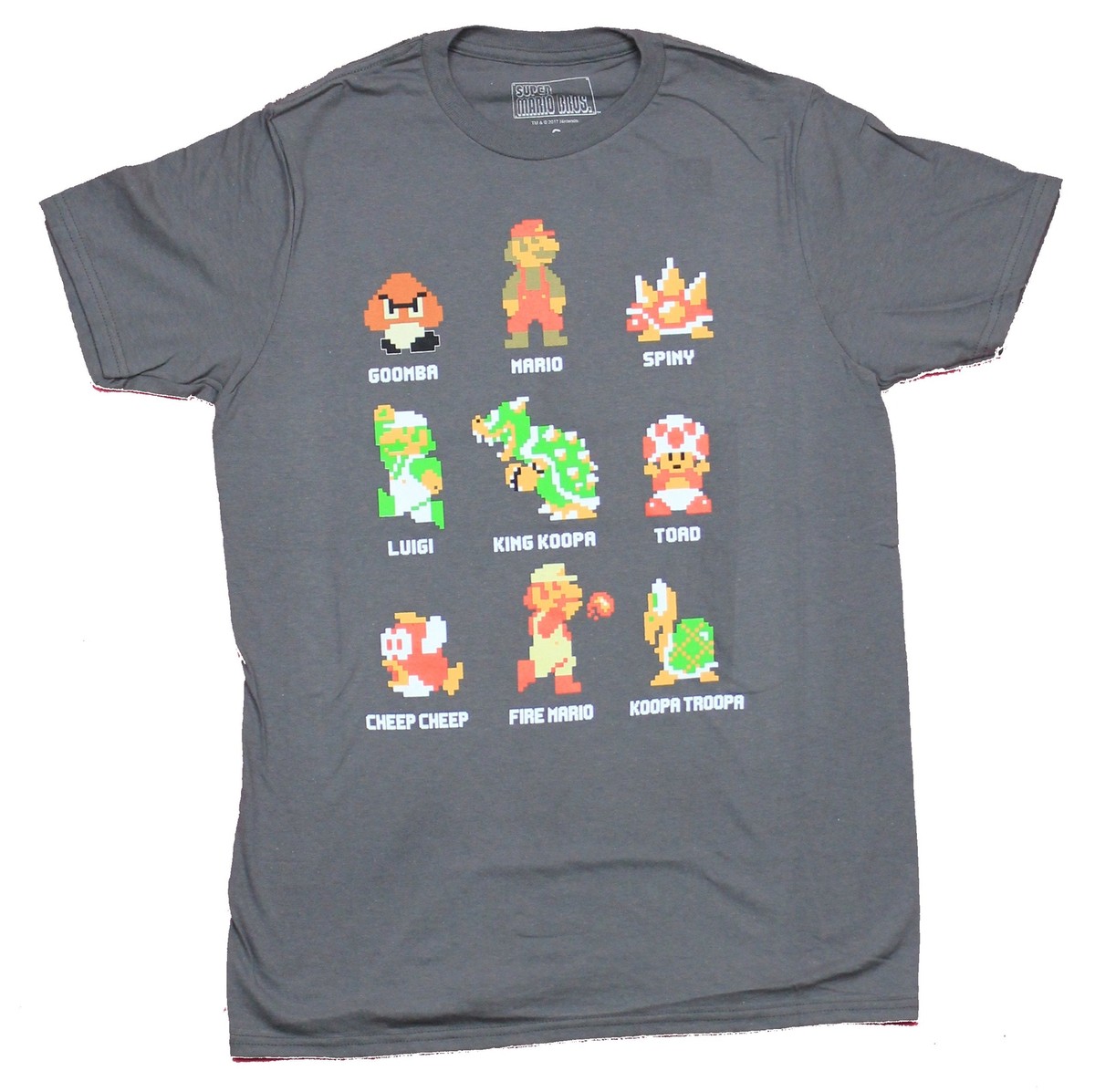 Super Mario Brothers Mens T-Shirt - 9 Classic 8-Bit Characters