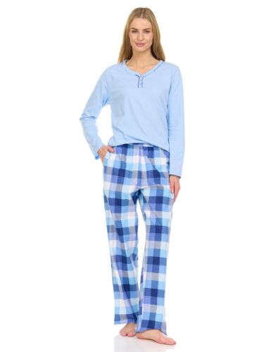 4049P Women's Long Sleeve Knit Flannel Pajama Set, Female Adult PJs in Classic P