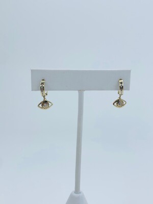 10k Massiv Gold Damen Huggies Evil Eye - Aretes Oro Ojo Griego