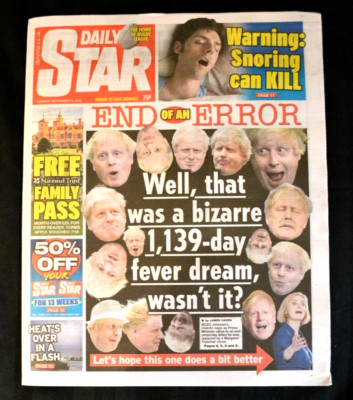Daily Star UK Newspaper 06/09/22 September 6th 2022 Liz Truss is Prime Minister