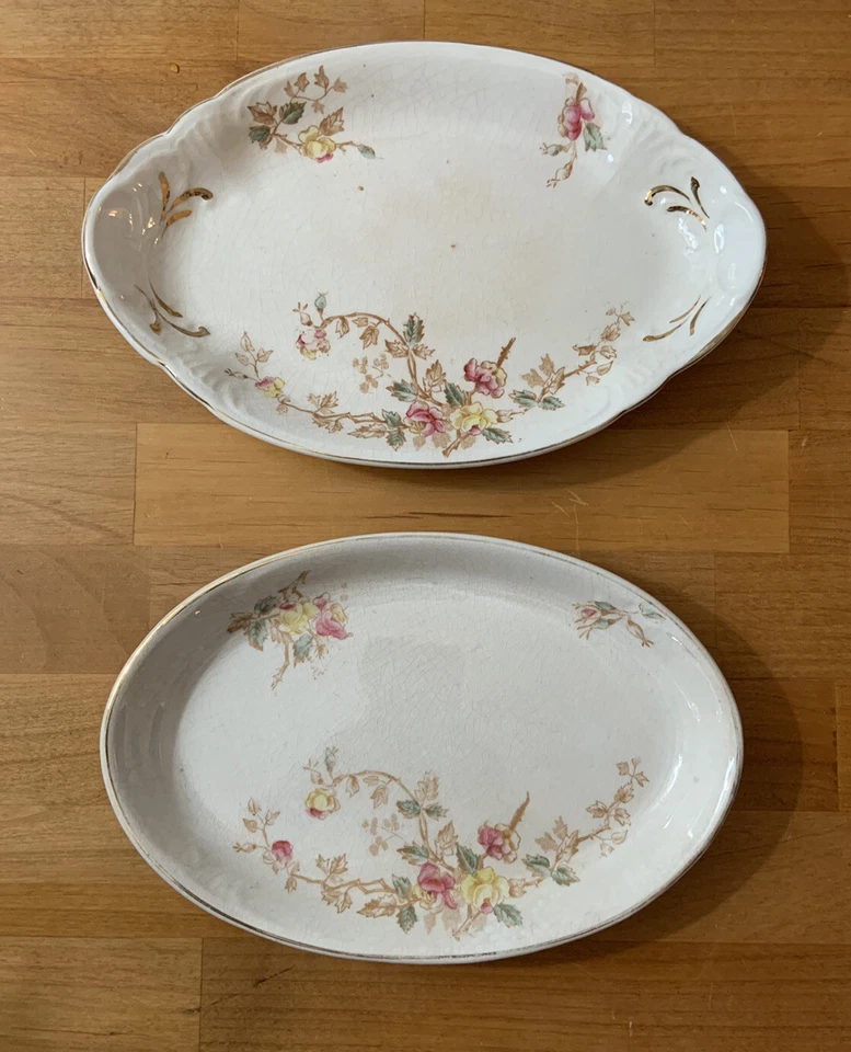 Anchor Pottery J. E. N. Vintage Cream Floral Serving Platters (Set 2) Foto 2 de 4