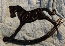 Cast Iron Rocking Horse Wall Hanging Key Holder With 4 Hooks 