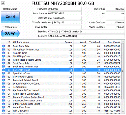 FUJITSU MHY2080BH CA06889-B028 2.5" 80GB SATA 5400 RPM Hard Disk Drive - Picture 3 of 4