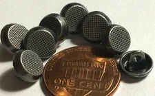 8 Small TINY Gray Gunmetal Tone Metal Shank Buttons 8.5mm Just Over 5/16" 12187