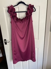 Ladies David Emanuel Occasion Satin Dress Fushia Pink 16 Lined New Without Tags