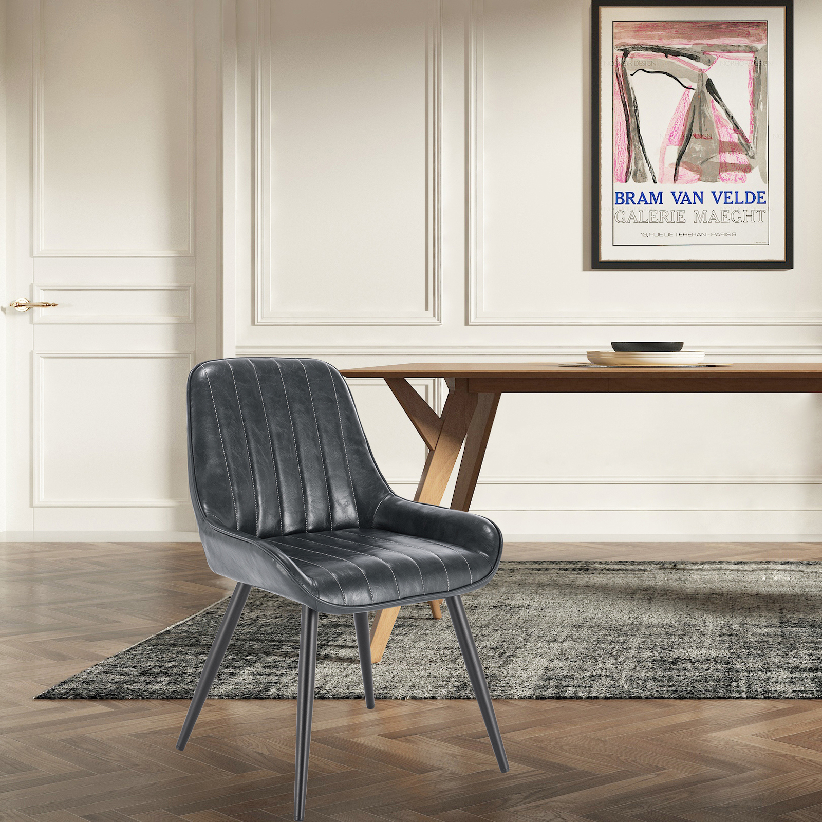 2/4/6x Dining Chairs Faux Leather Padded Armchairs Kitchen Dining Room