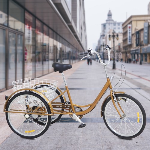 24 In 3-Räder Dreirad für Erwachsene 6 Gang Fahrrad Trike mit Licht Einkaufskorb - Bild 4 von 22