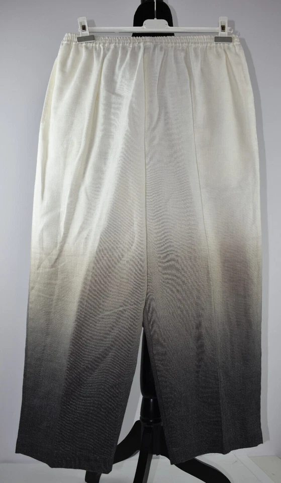 Pantalones cintura elástica eskandar talla 2 blanco roto beige gris degradado ombre Lagenlook Foto 3 de 4