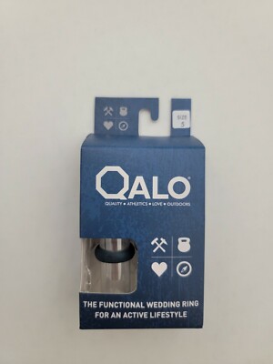 QALO Woman's Silicone Ring Collection Color Slate Grey New in Box Size 