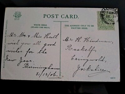 Genealogie H Hindman Raskelf Easingwold Yorkshire 1906