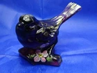 Fenton Glass AUBERGINE Purple BIRD BRANCH/LOG Brushed GOLD POWELL