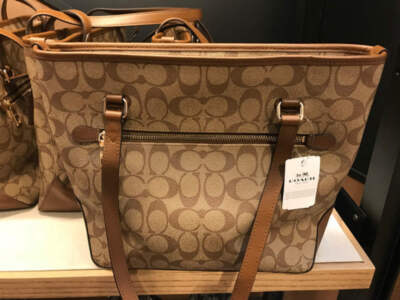 Coach Women's Zip Top Tote In Signature IM/Khaki/Saddle F58294