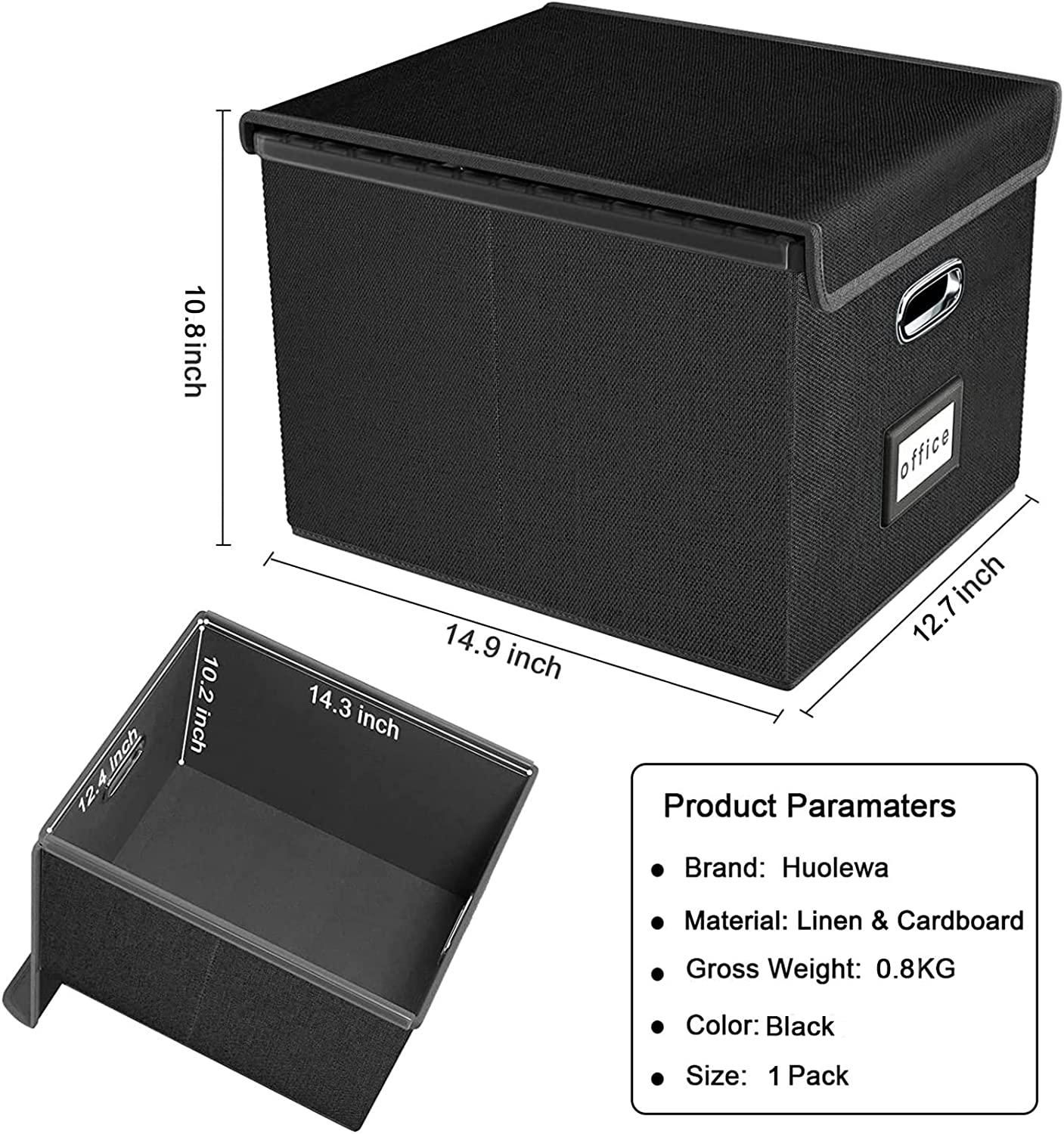 Upgraded Portable File Organizer Box Large Linen Hanging Office