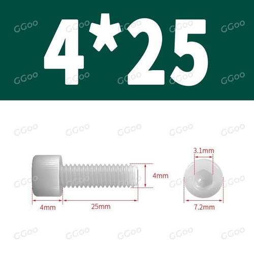 M3 M4 M5 M6 M8 M10 M12 Cap Head Screws Hex Socket Allen Key Bolts Nylon DIN 912 - Picture 20 of 89