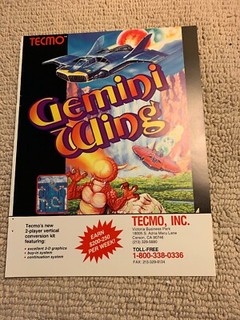 ORIGINAL vintage 1988  11- 8.5'' Gemini Wing Tecmo arcade video game AD FLYER