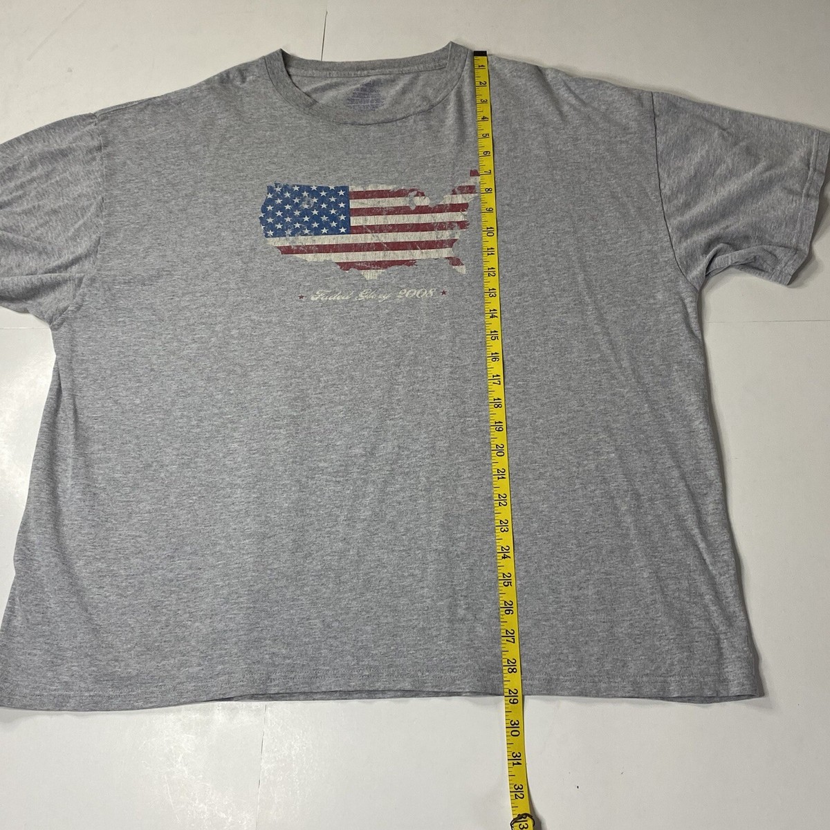 VTG Y2K Faded Glory Made In America T Shirt American Flag 2008 2XL