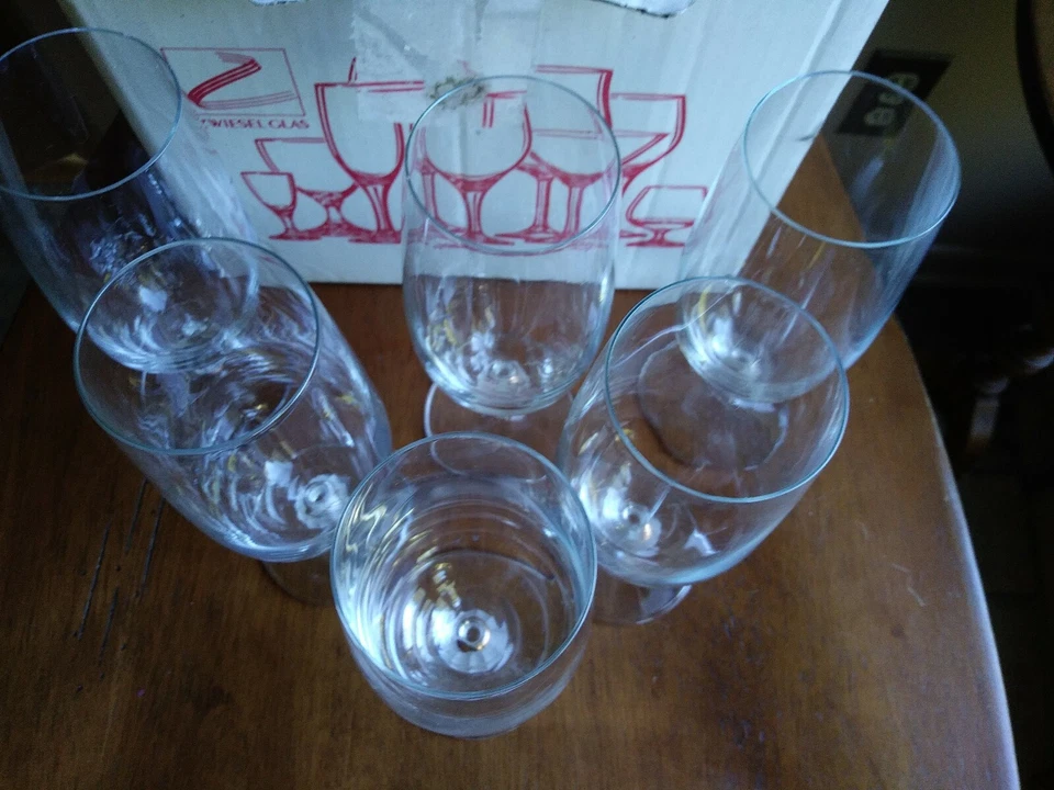 LOTE 6 vasos de té helados camelote blanco artesanal Zwiesel Alemania con caja adorno dorado Foto 4 de 4